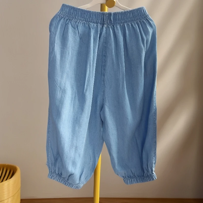 大庆仓 儿童刺绣标时尚七分牛仔裤货号CE533库位A4-6