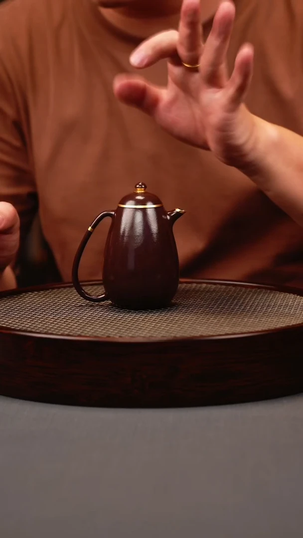 茶壶紫砂紫泥 龙蛋 描金
