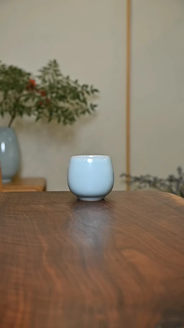 天青釉 手拉 暖心杯 微瑕 朱家汝窑款 150ml