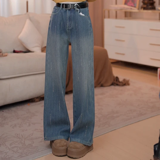 【新款上新】马克华菲女装冬季加绒休闲牛仔裤长裤高腰