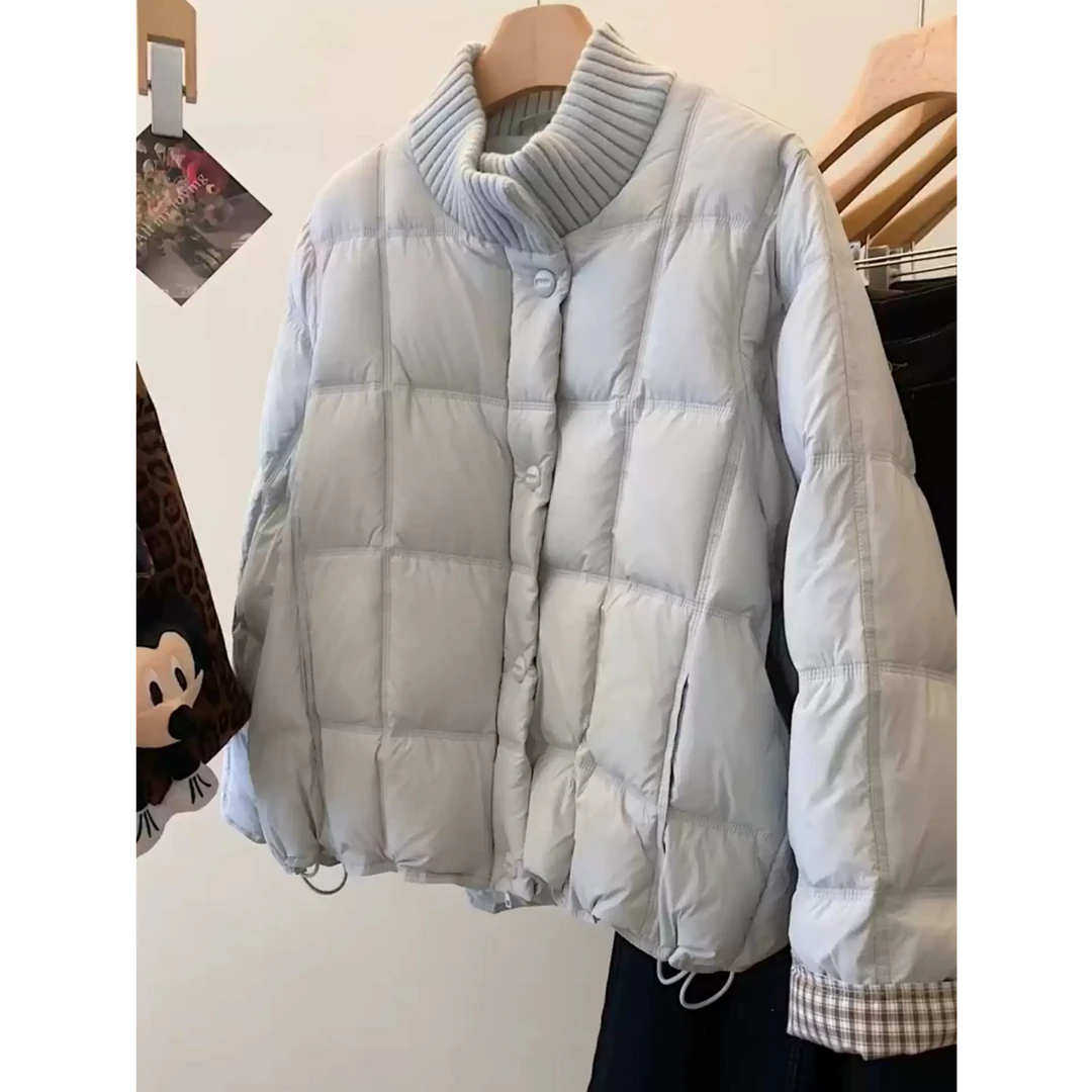 高级感针织立领棉服女2025冬季新款韩系宽松加厚保暖棉衣加厚外套