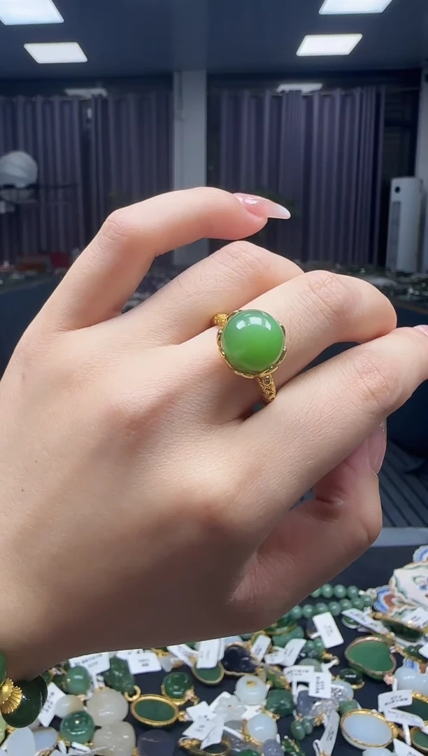 和田玉戒指银S925镶嵌1