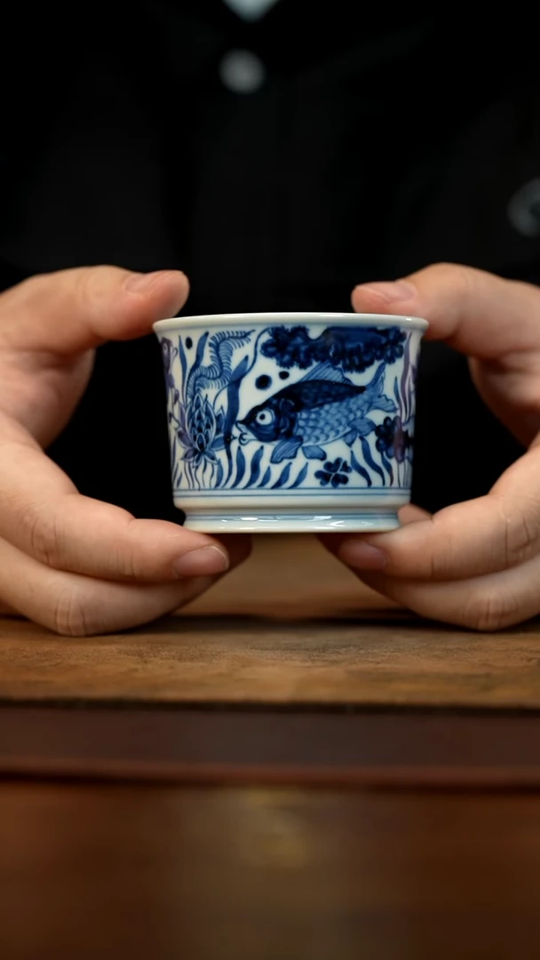 【闪购商品】奢窑鱼藻纹容天单杯