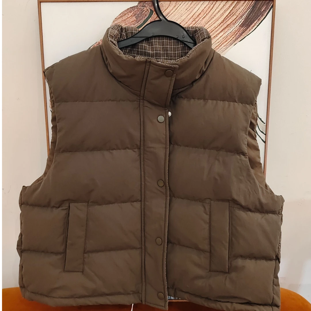 【杭州S姐精品女装】格子拼色羽绒马甲21118