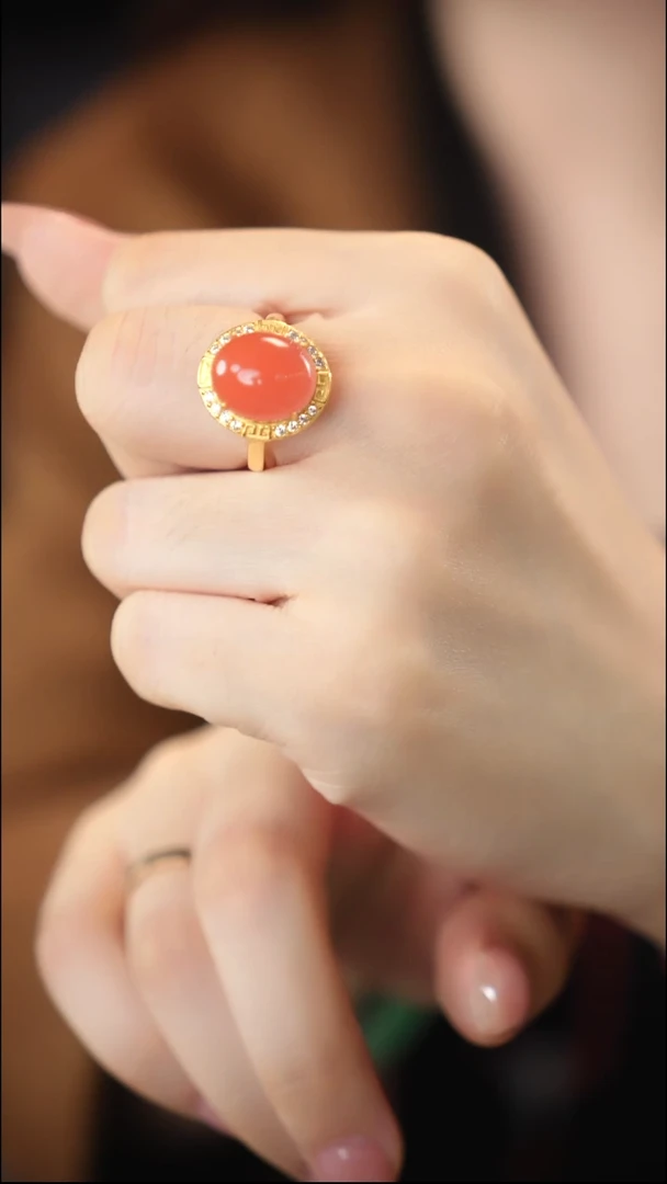 银S925镶嵌南红玛瑙戒指银S925镶嵌 南红玛瑙 无配件