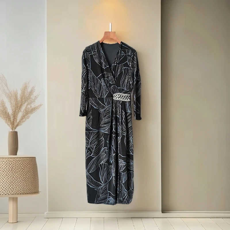 88952新款时尚气质女装显瘦连衣裙遮肚子妈妈装连衣裙优雅长款