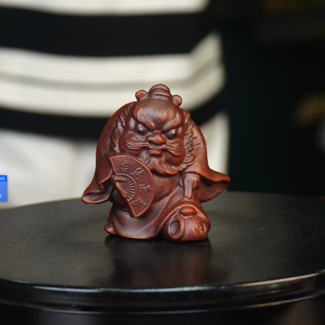 紫扇子钟馗  宜兴摆件