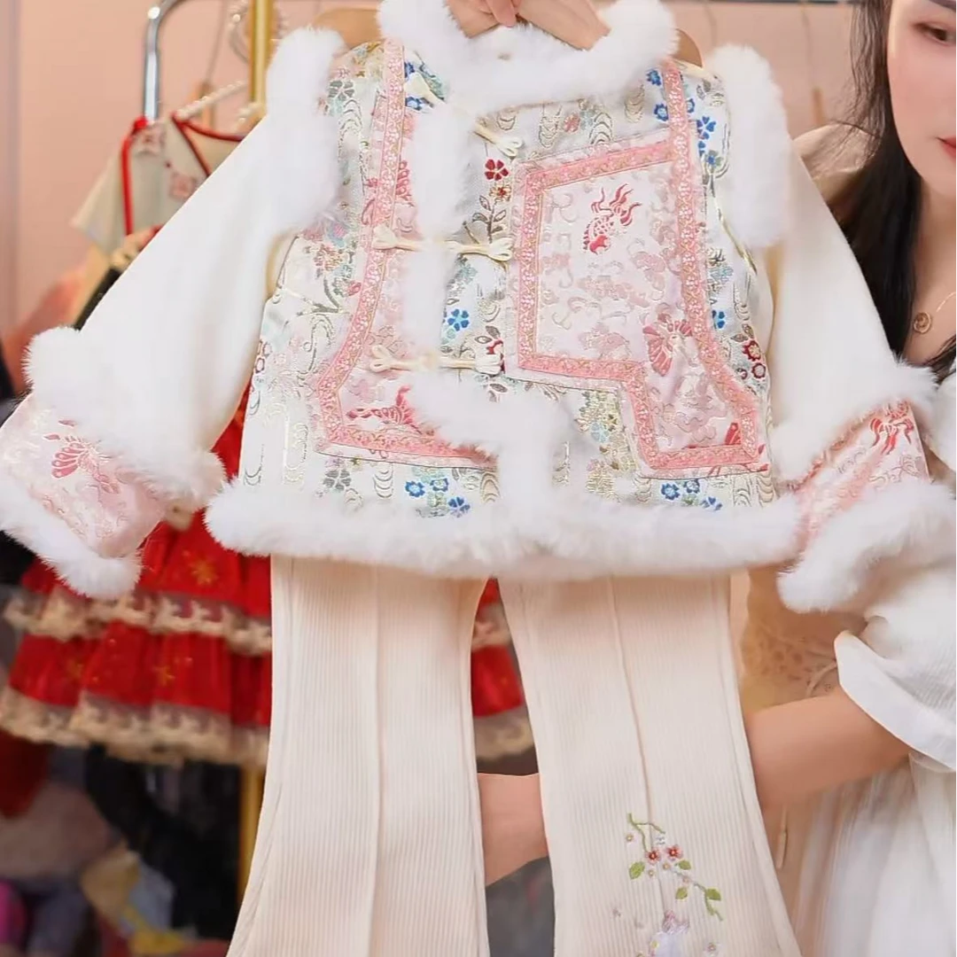新中式织金【-千山暮雪-格格国风套装】秋冬款新款2025女童套装