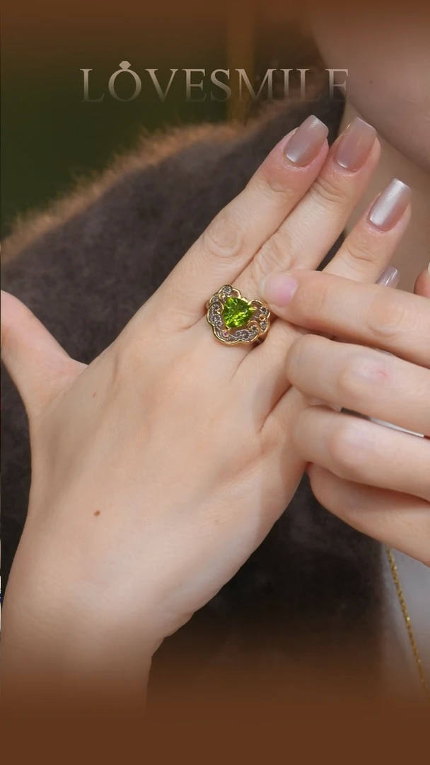 银S925镶嵌戒指橄榄石074