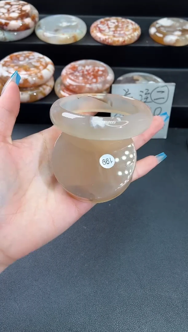 手镯玛瑙/玉髓未镶嵌石英质玉61圈59/60/61带(赠送镯心)