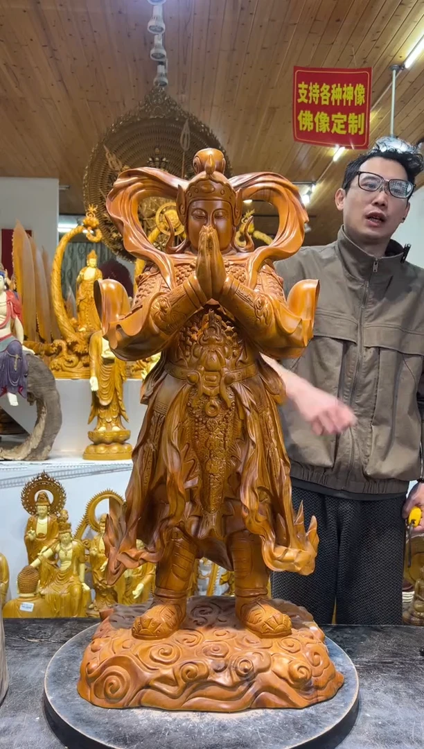 香樟木站姿韦陀86cm高