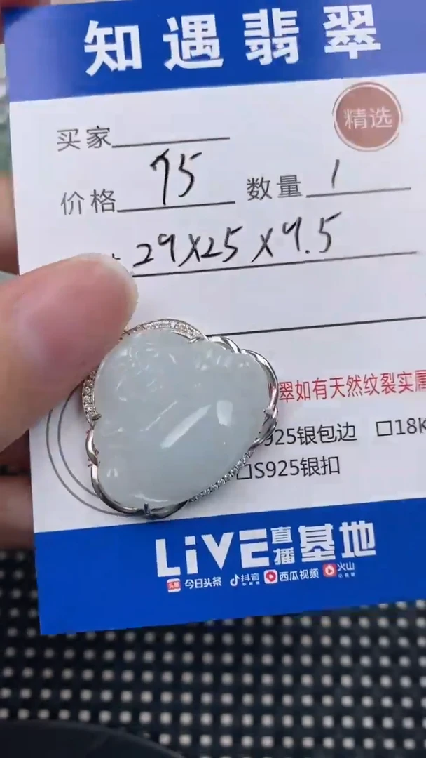 翡翠银S925镶嵌颈饰挂件