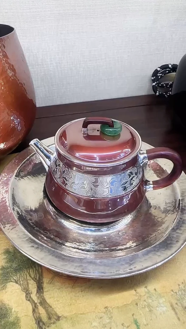 细工坊  铜包银泡茶壶