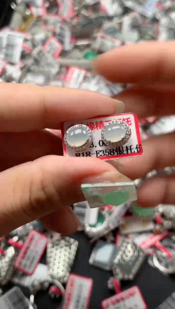 银S925镶嵌戒指翡翠天然A货缅甸翡翠