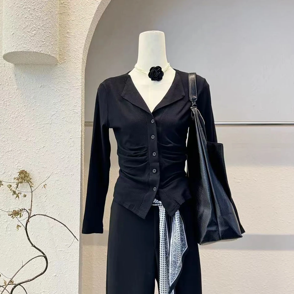 【纯欲褶皱】显瘦小蛮腰修身上衣-8132