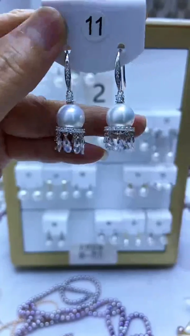 银S925镶嵌耳饰淡水珍珠111