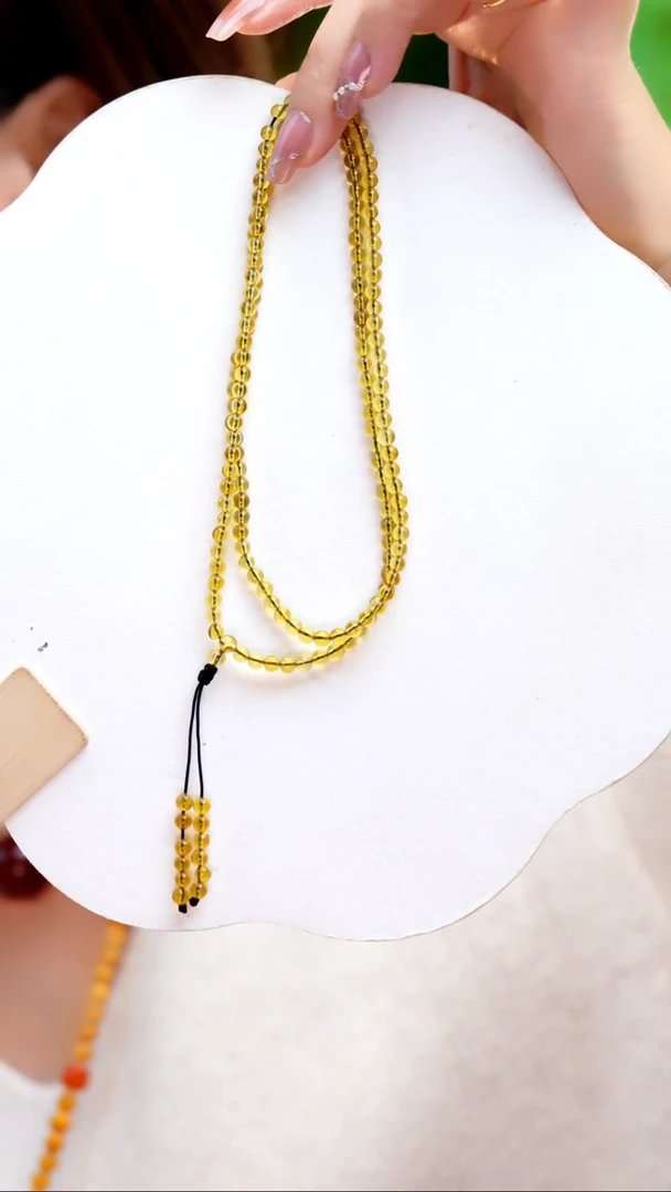 手链蓝珀未镶嵌4mm净水蓝珀108