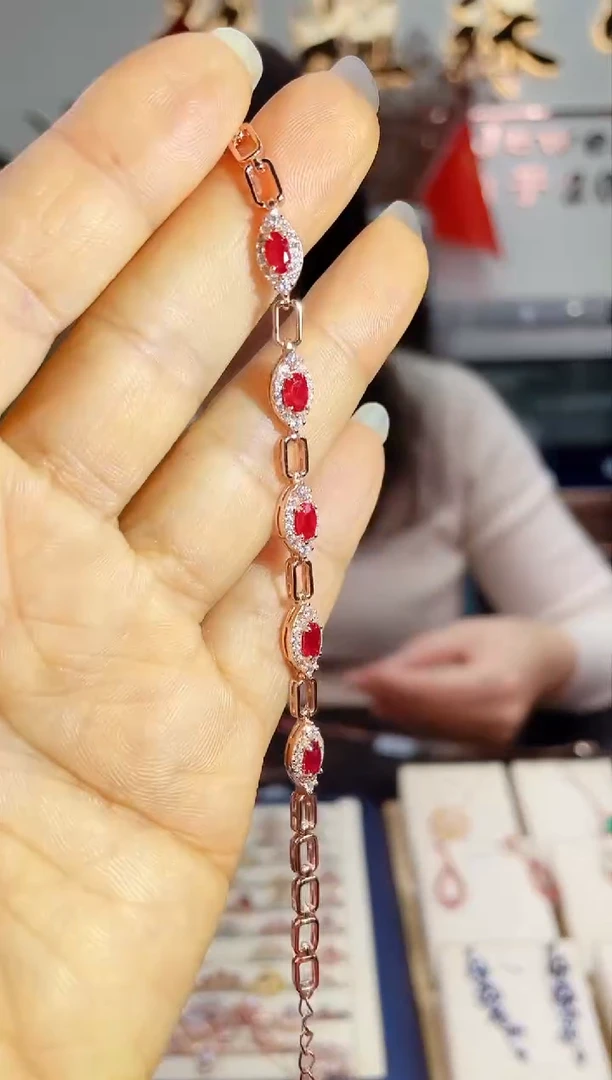 【闪购商品】红宝石手链银S925镶嵌手链