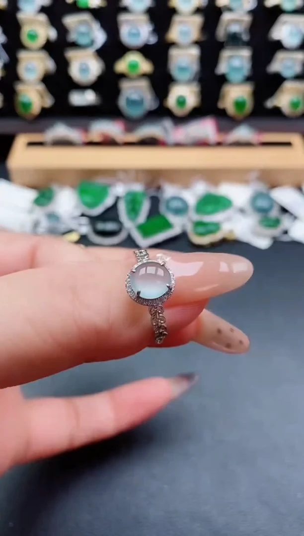 银S925镶嵌戒指翡翠1