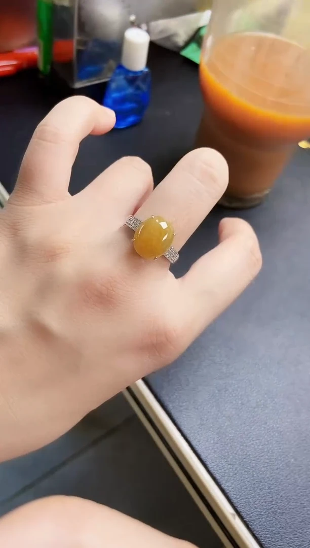 翡翠戒指银S925镶嵌21389
