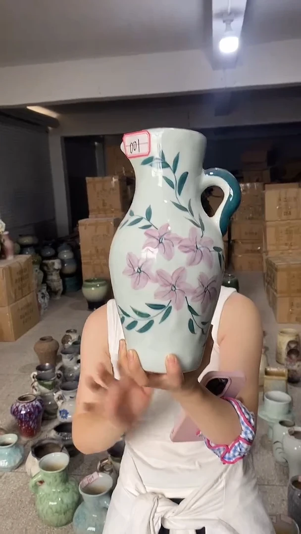 摆件景德镇高温陶瓷花盆001口径10*高度29