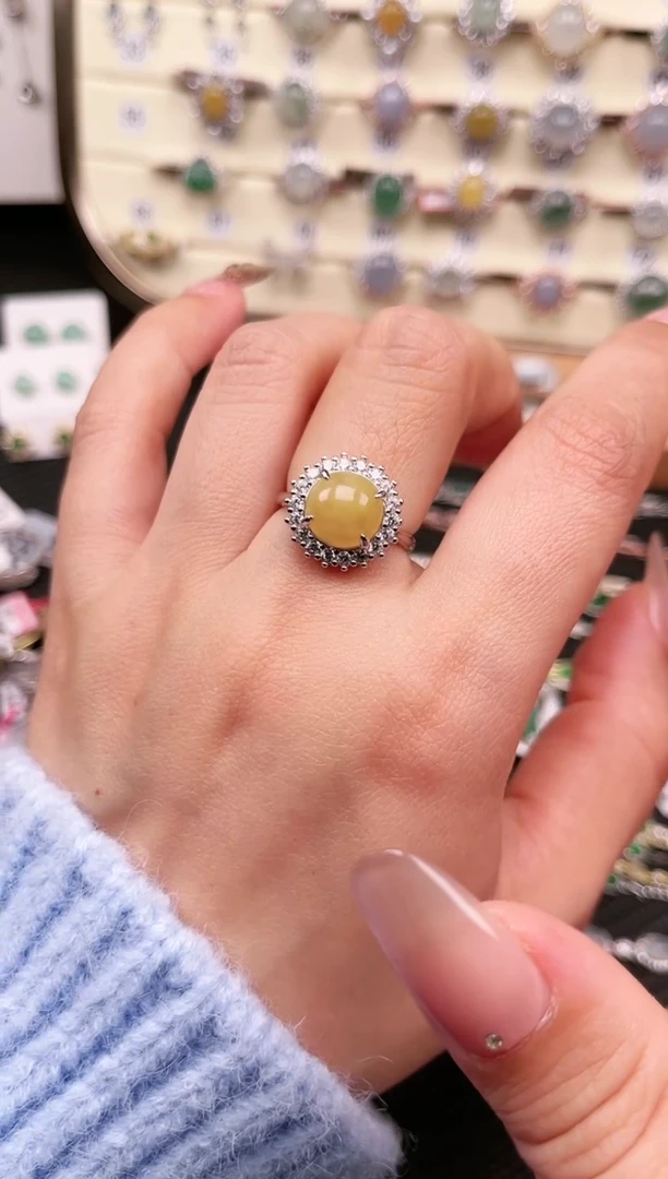 【闪购商品】翡翠戒指银S925镶嵌戒指0011