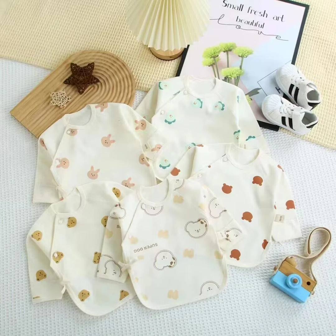 婴儿半背衣新生儿四季款卡通露背衣服婴幼儿小衣服