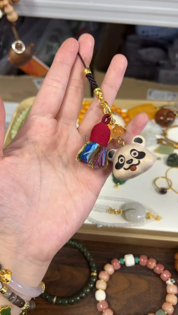 吊坠檀香木未镶嵌榉木小熊编制款挂件[0409]