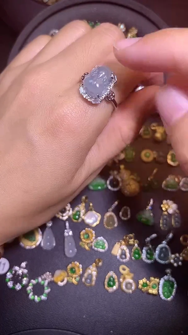 吊坠(不含链)银S925镶嵌翡翠1