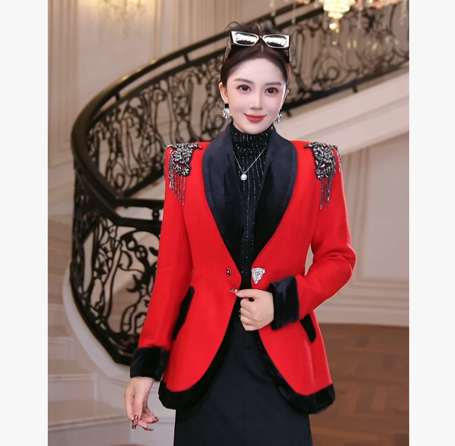 【芙娜妮】秋冬季爆款洋气上档次外套女2025保暖显瘦上衣F2530884A
