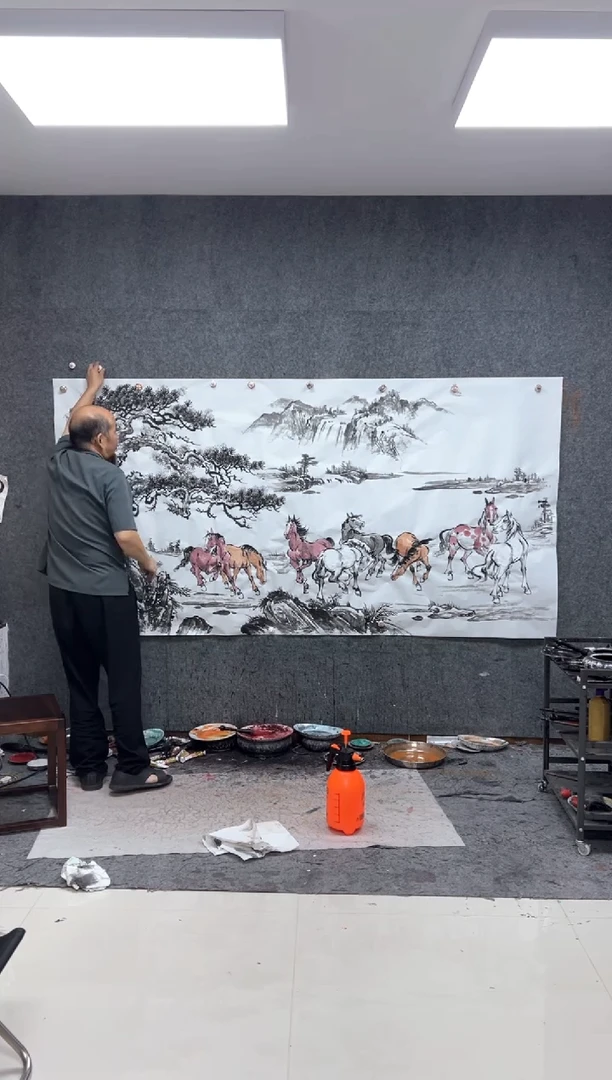 国画盛世八骏  带收藏证书