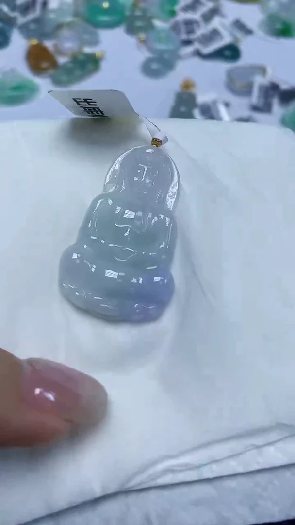 翡翠18K金镶嵌颈饰天然缅甸翡翠A货