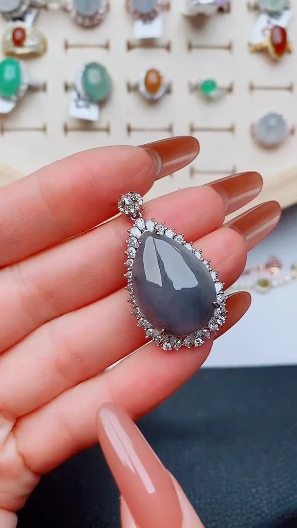 银S925镶嵌戒指翡翠...