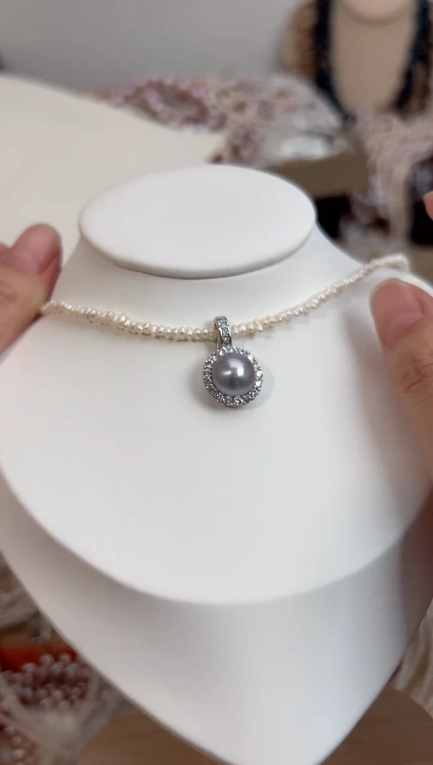 未镶嵌福利淡水珍珠灰色*万能扣吊坠（不包含项链）