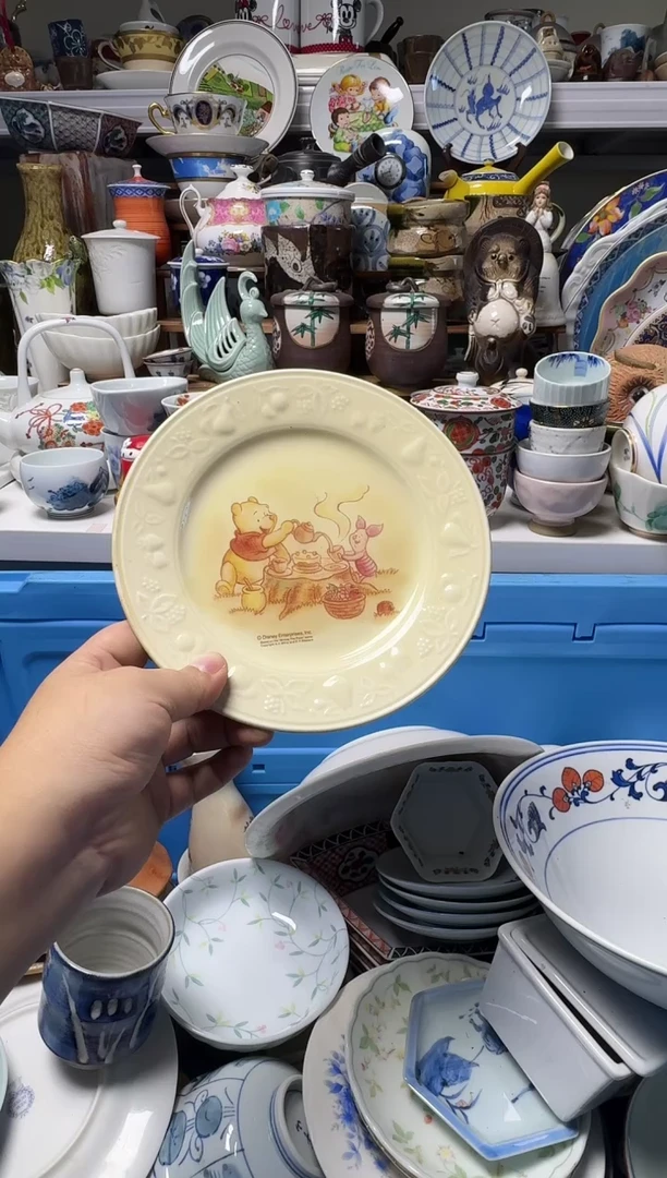 中古瓷器，默认微瑕-056，口径16.5，漂亮的卡通碟