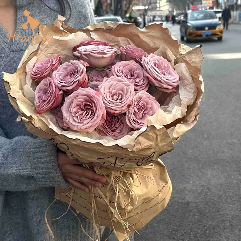 【汉唐美】情人节莫泊玫瑰ins风褶皱感复古牛皮纸韩式花束包装纸