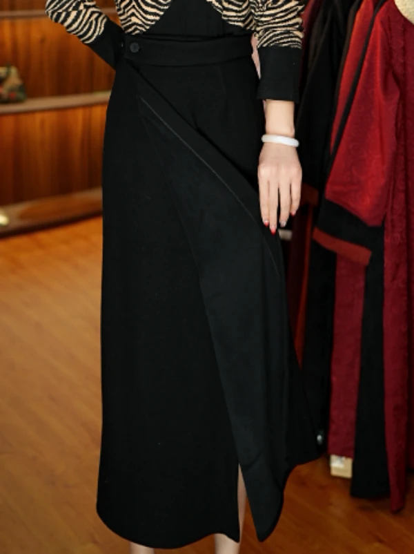 5990-23(加绒加厚）新款时尚休闲半身裙