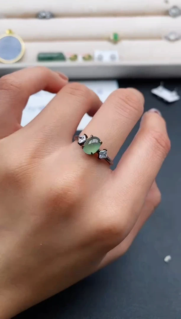 银S925镶嵌戒指翡翠3333333+7
