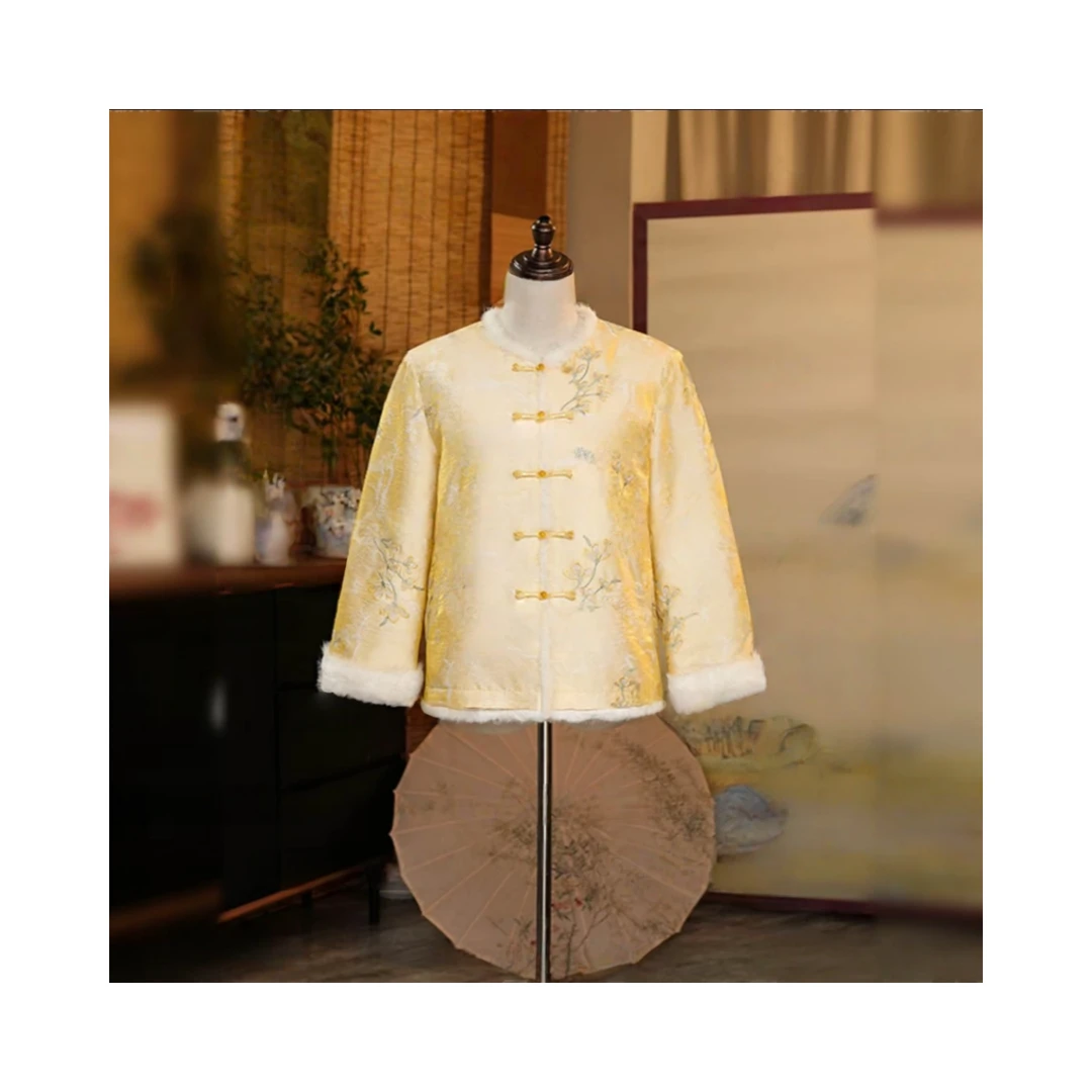 【浣溪沙】25年冬季水貂毛浮光锦外套香云老料新中式上衣百搭双面穿