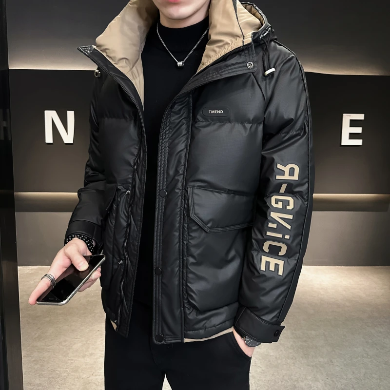 玛加西曼特羽绒服男加厚潮流保暖连帽外套冬装男士短款时尚休闲