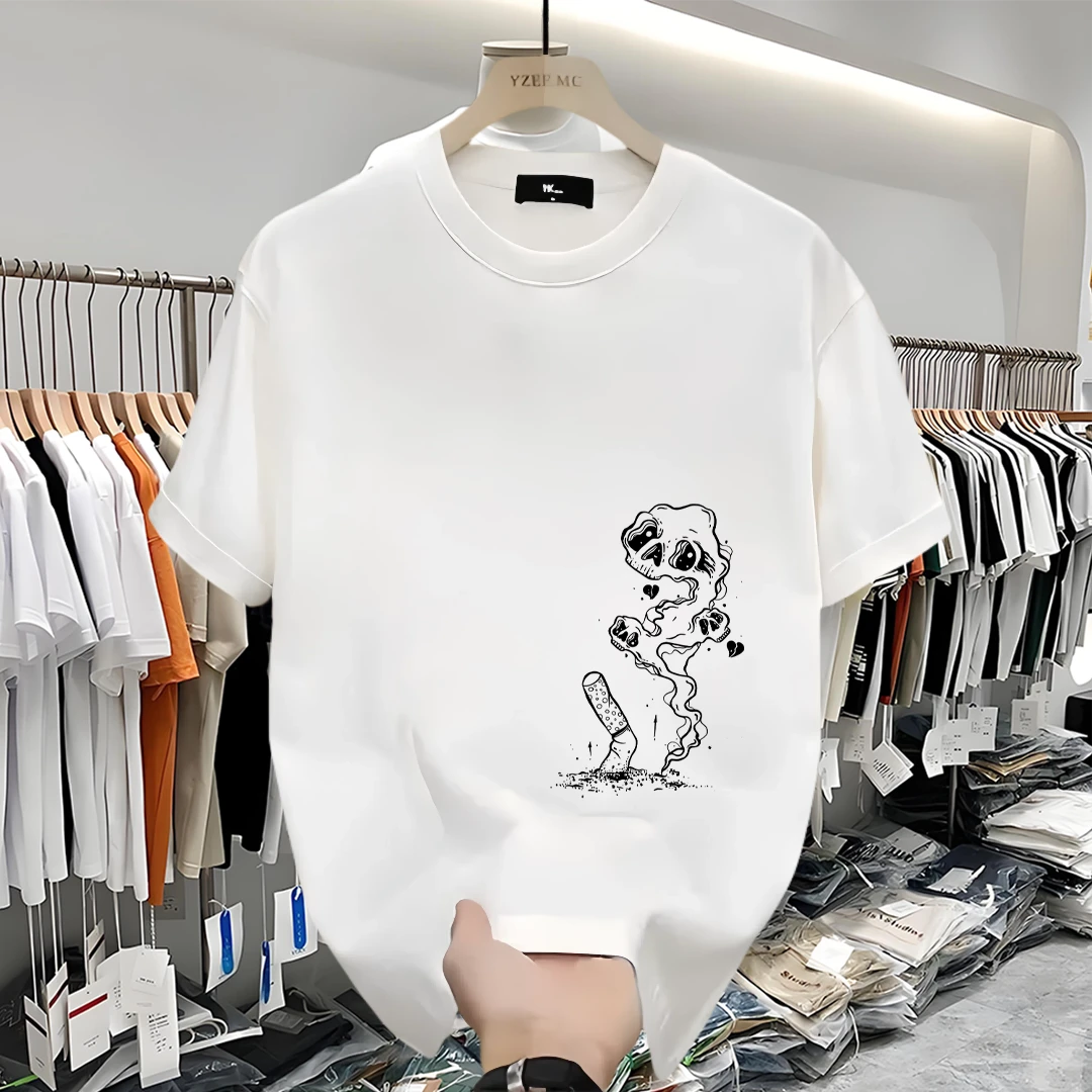 美式痞帅短袖T恤纯棉男士运动休闲百搭夏季ins宽松潮流印花圆领