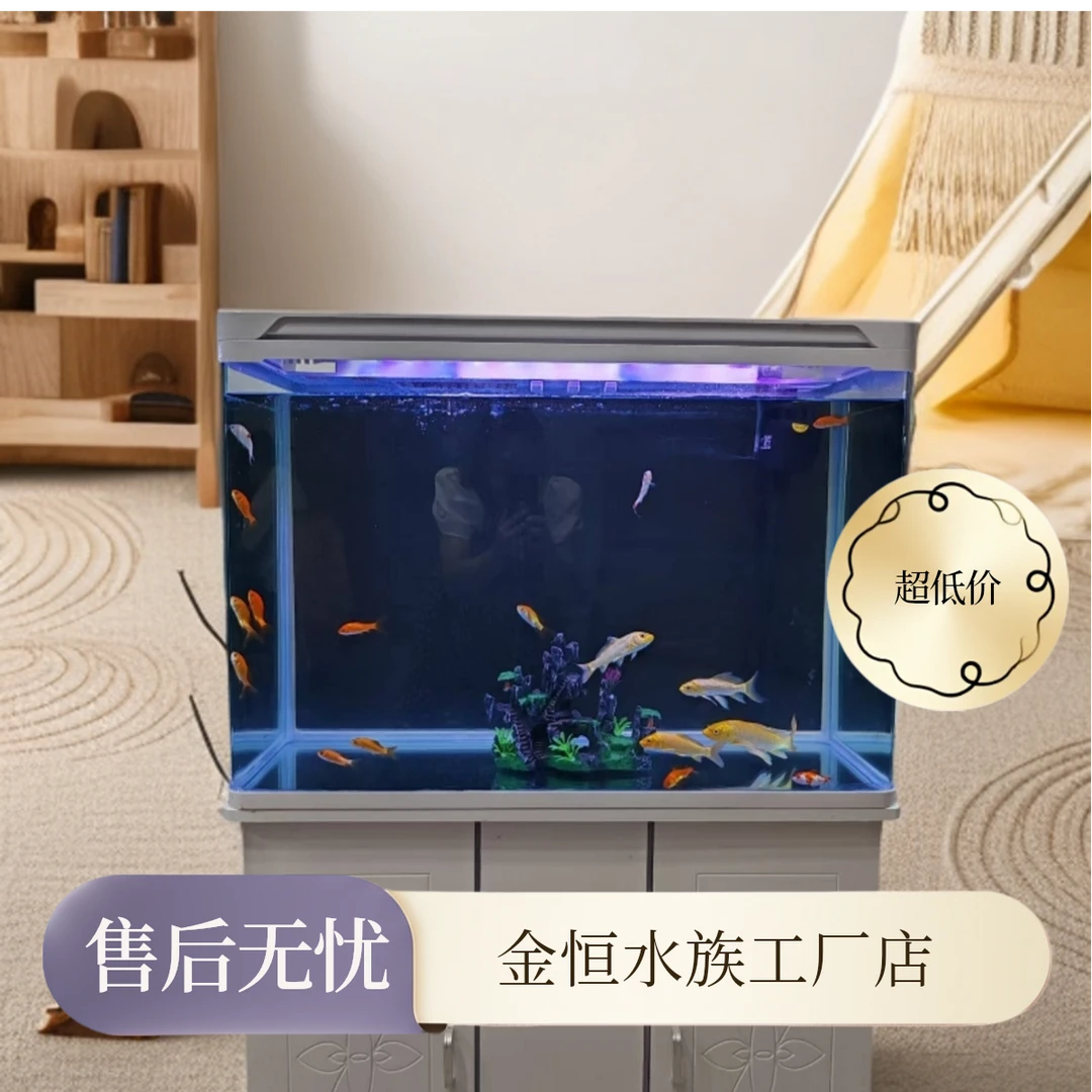 家用客厅办公室中小型免换水带氧气过滤带柜一体落地式玻璃金鱼缸