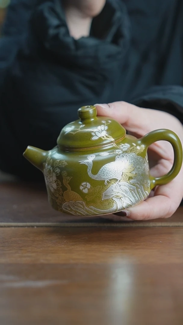 【闪购商品】杯景德镇茶叶末孔雀德中壶