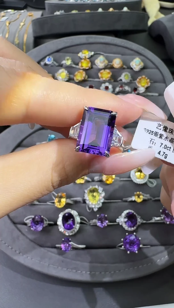银S925镶嵌戒指水晶7.0ct【七天鉴赏期】