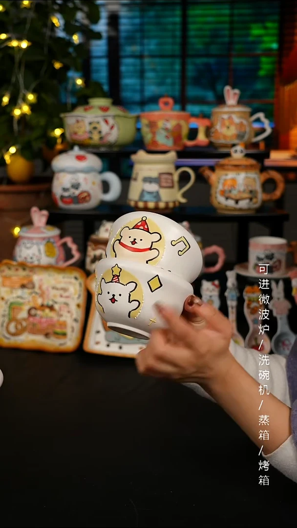 陶瓷无盖款景德镇高温釉下彩纯手绘创意瓷