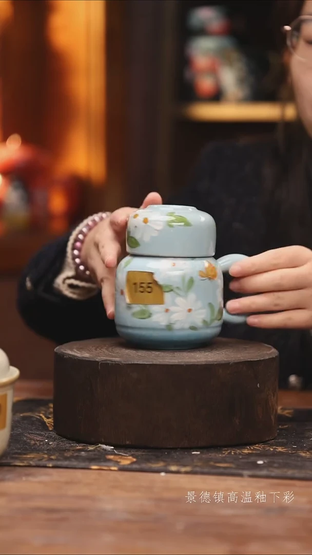 陶瓷景德镇高温釉下手绘陶瓷@L155@