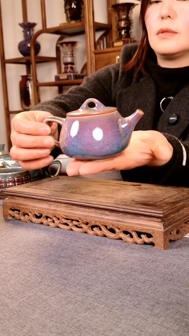 瓷片石瓢壶 土魂钧瓷