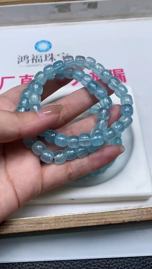 未镶嵌颈饰水晶D392海蓝水晶7*8mm10个9.9元