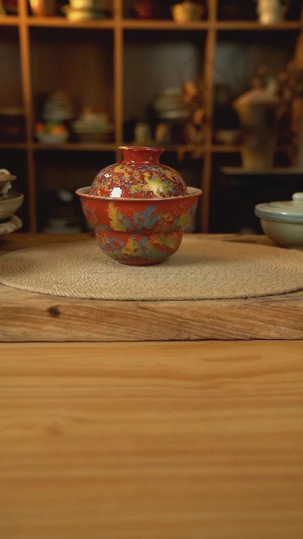 敦煌点彩系列的6英寸葫芦带盖汤碗1套