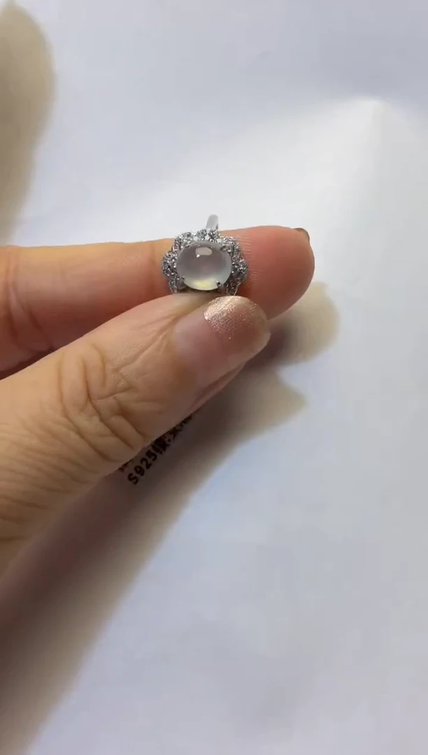 银S925镶嵌戒指翡翠925银镶缅甸A货翡翠戒指